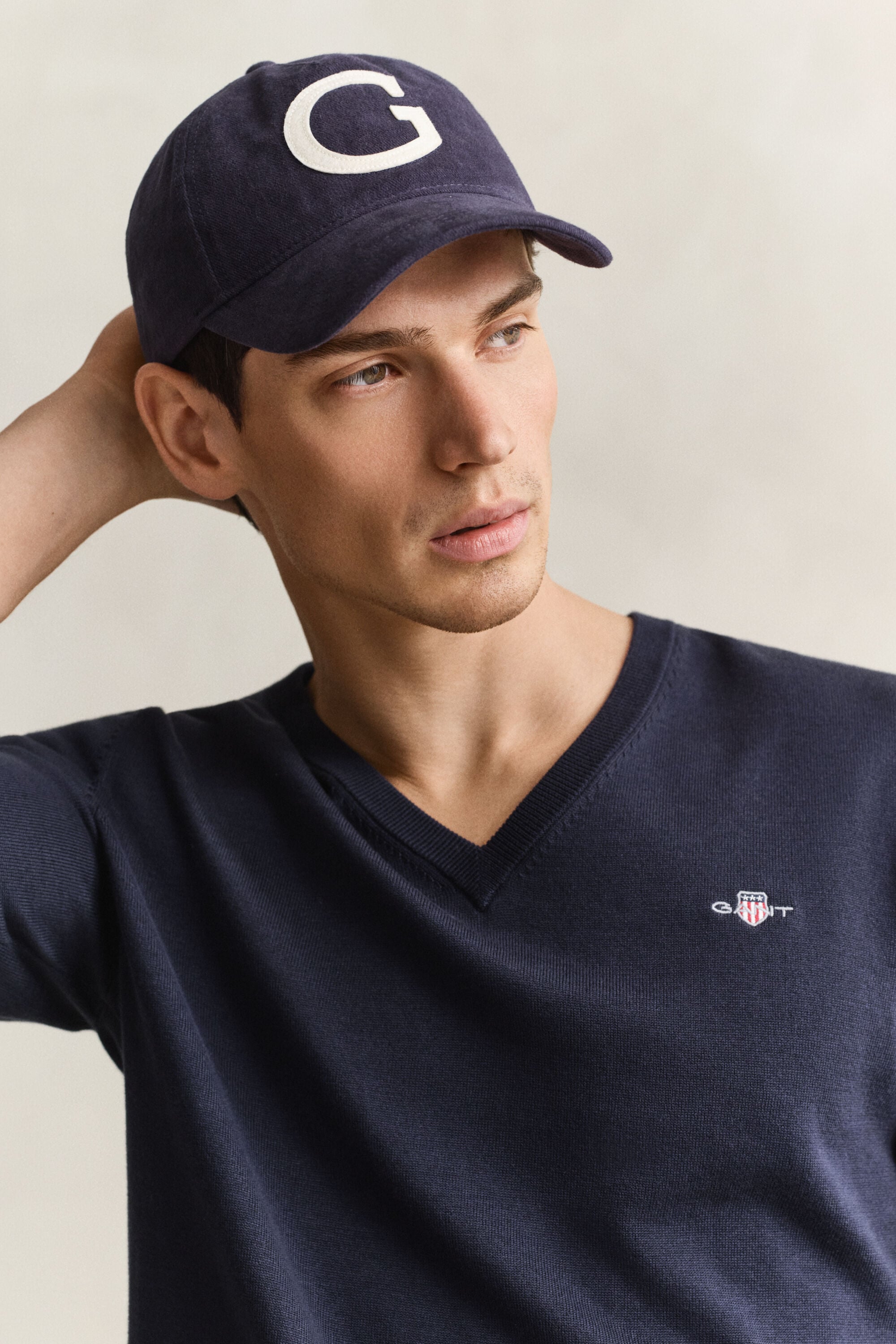Jersey de algodón con cuello de pico