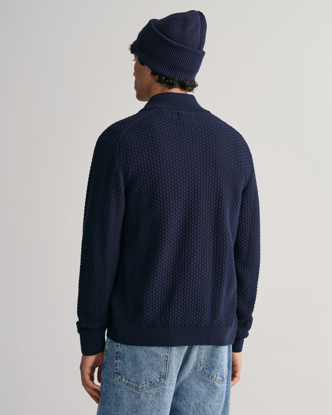 C&aacute;rdigan de algod&oacute;n con cremallera y textura