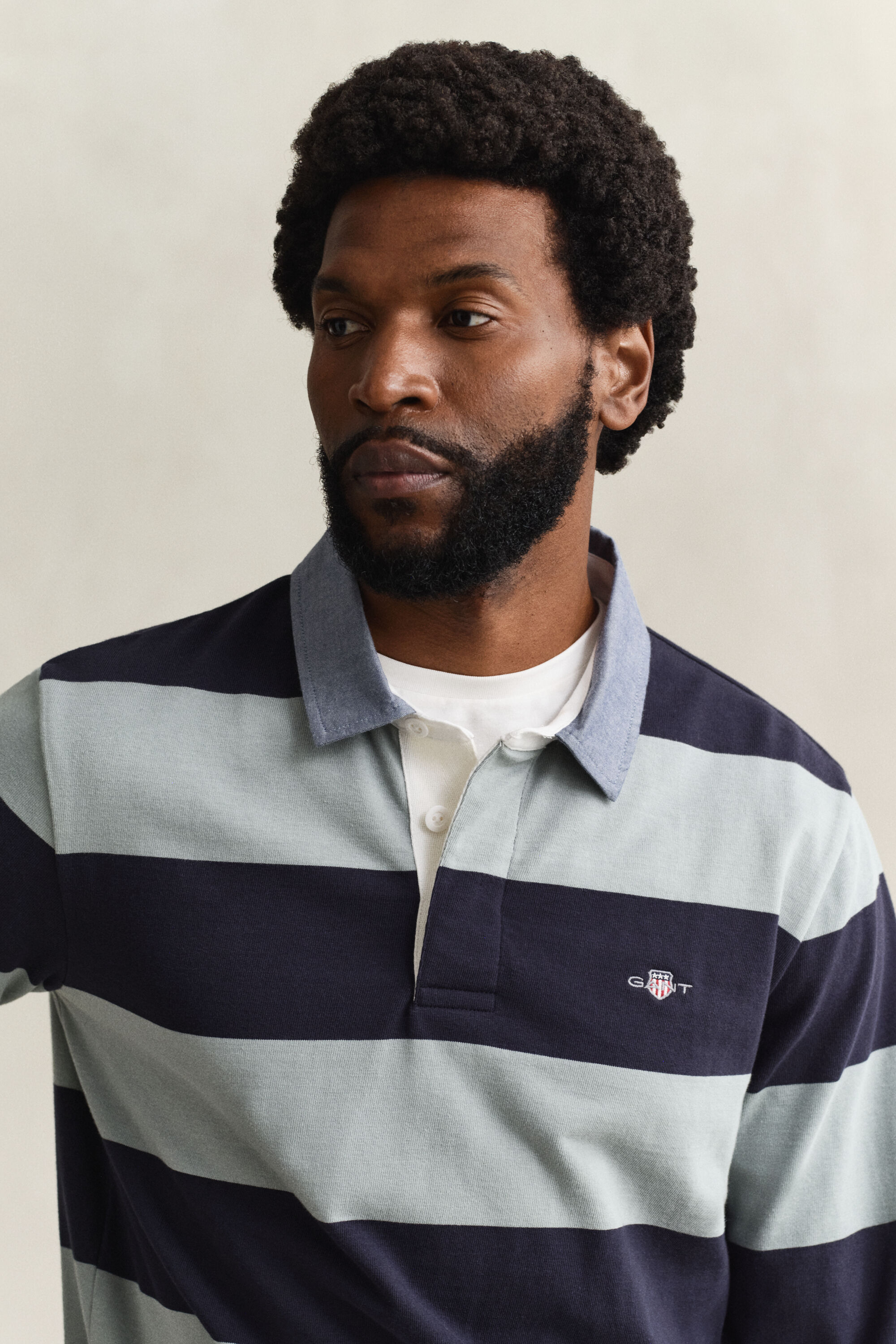 Heavy Rugger a rayas con cuello de cambray