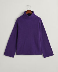 Jersey de lana acanalada con cuello recto