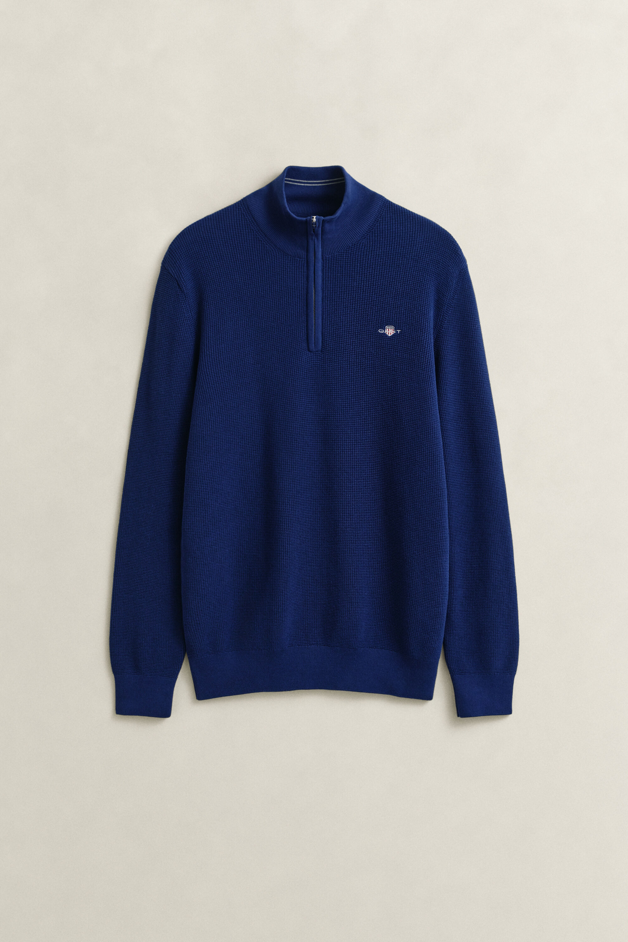 Jersey de algodón con media cremallera y textura