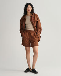 Pantalones cortos de lino y viscosa con cinturilla elástica