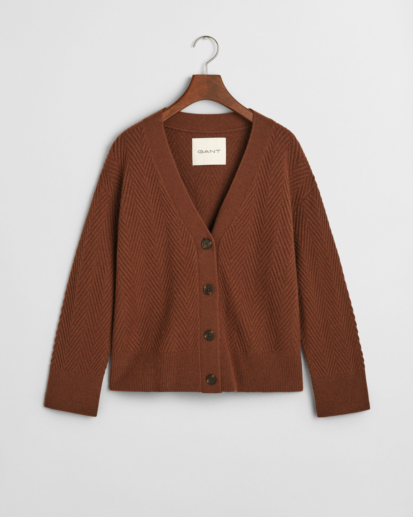 C&aacute;rdigan de cuello de pico con dise&ntilde;o de espiga