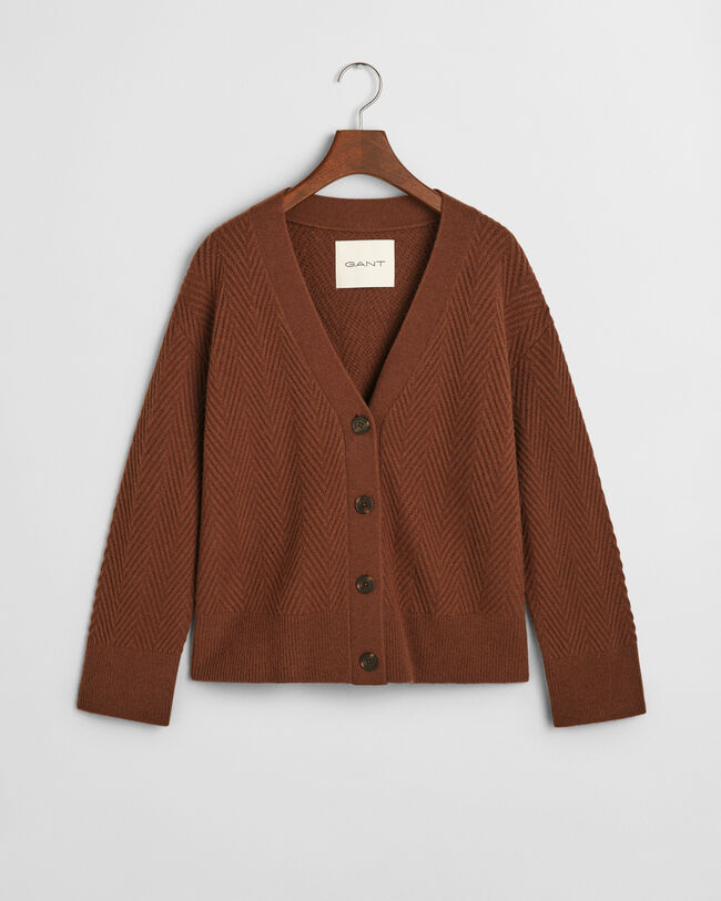 C&aacute;rdigan de cuello de pico con dise&ntilde;o de espiga