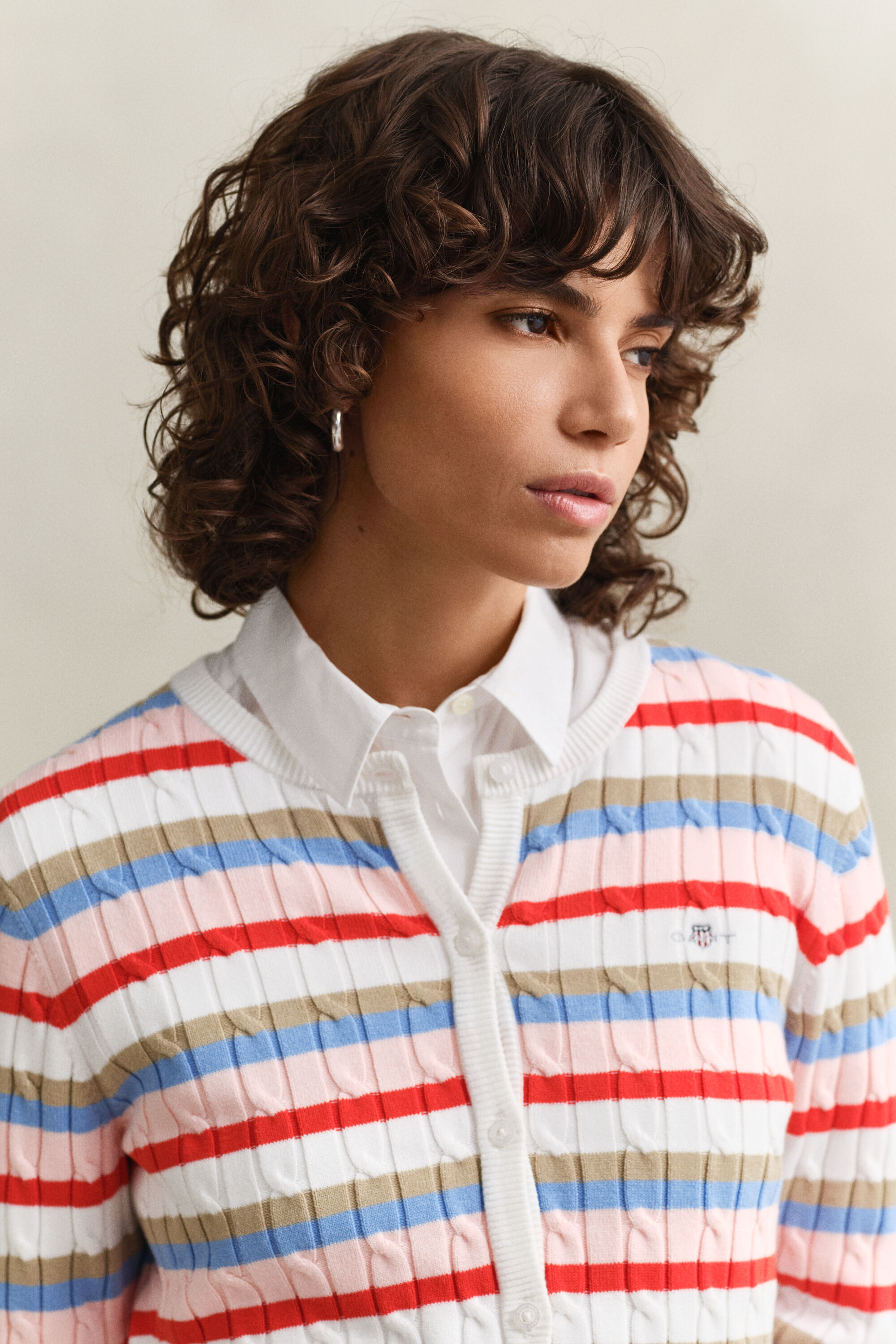 Cárdigan de punto de ochos a rayas