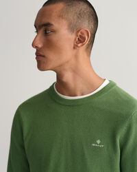 Jersey de cuello redondo en piqu&eacute; de algod&oacute;n