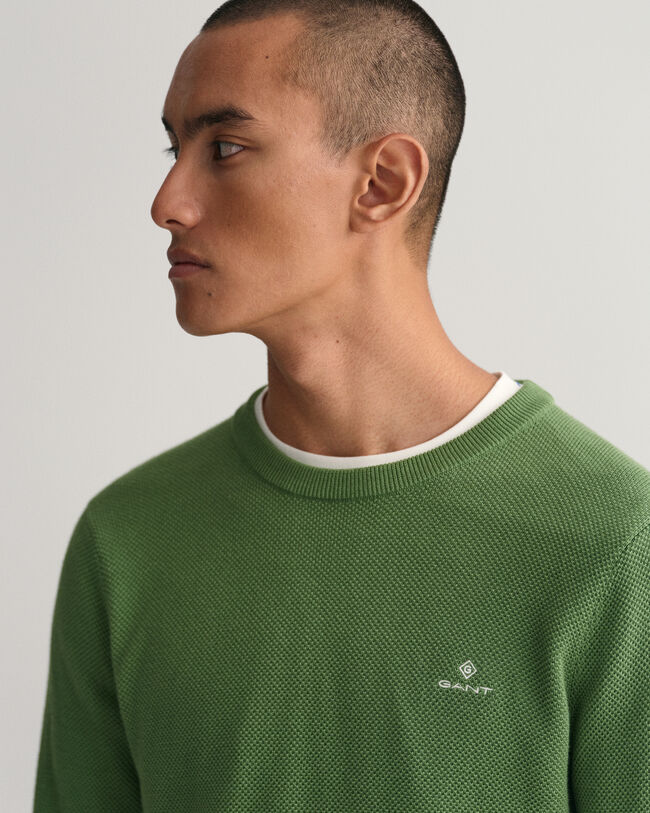 Jersey de cuello redondo en piqu&eacute; de algod&oacute;n