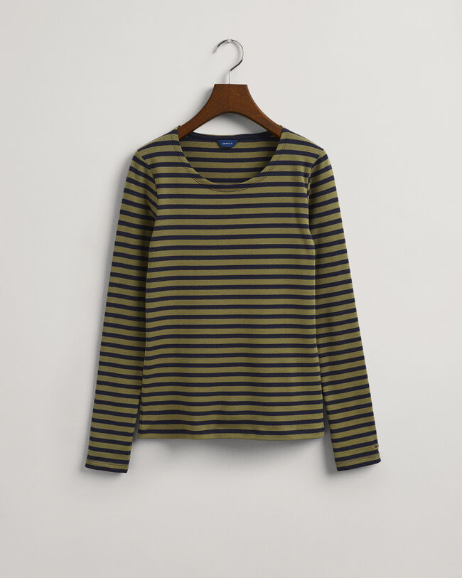 Camiseta acanalada de manga larga y rayas