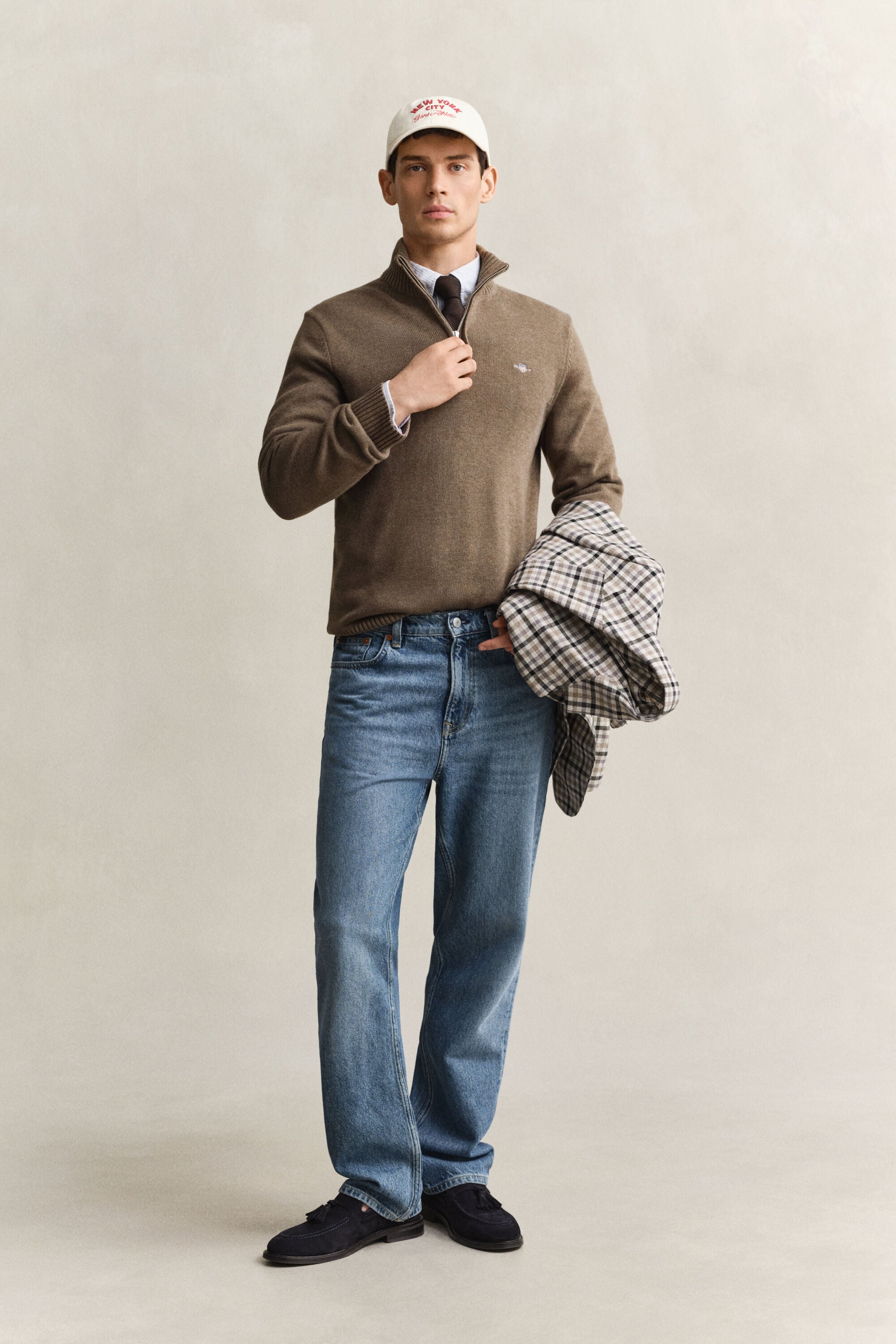 Jersey de algodón con media cremallera Casual