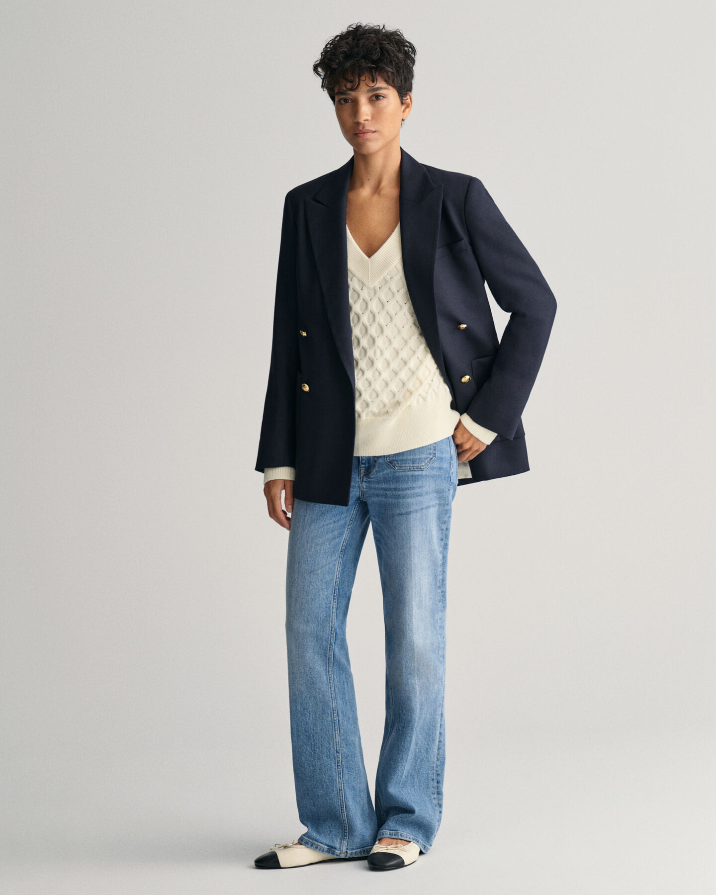 Jersey de cuello de pico en punto con textura