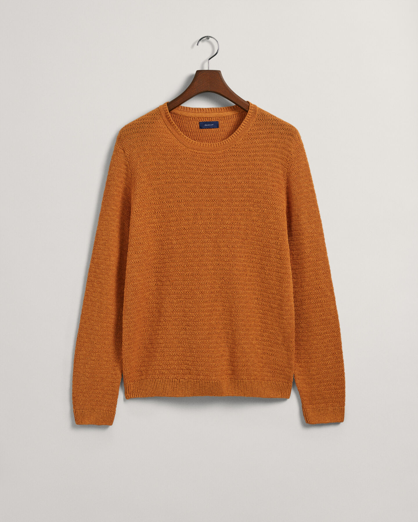 Jersey de cuello redondo en algod&oacute;n y lino Textured