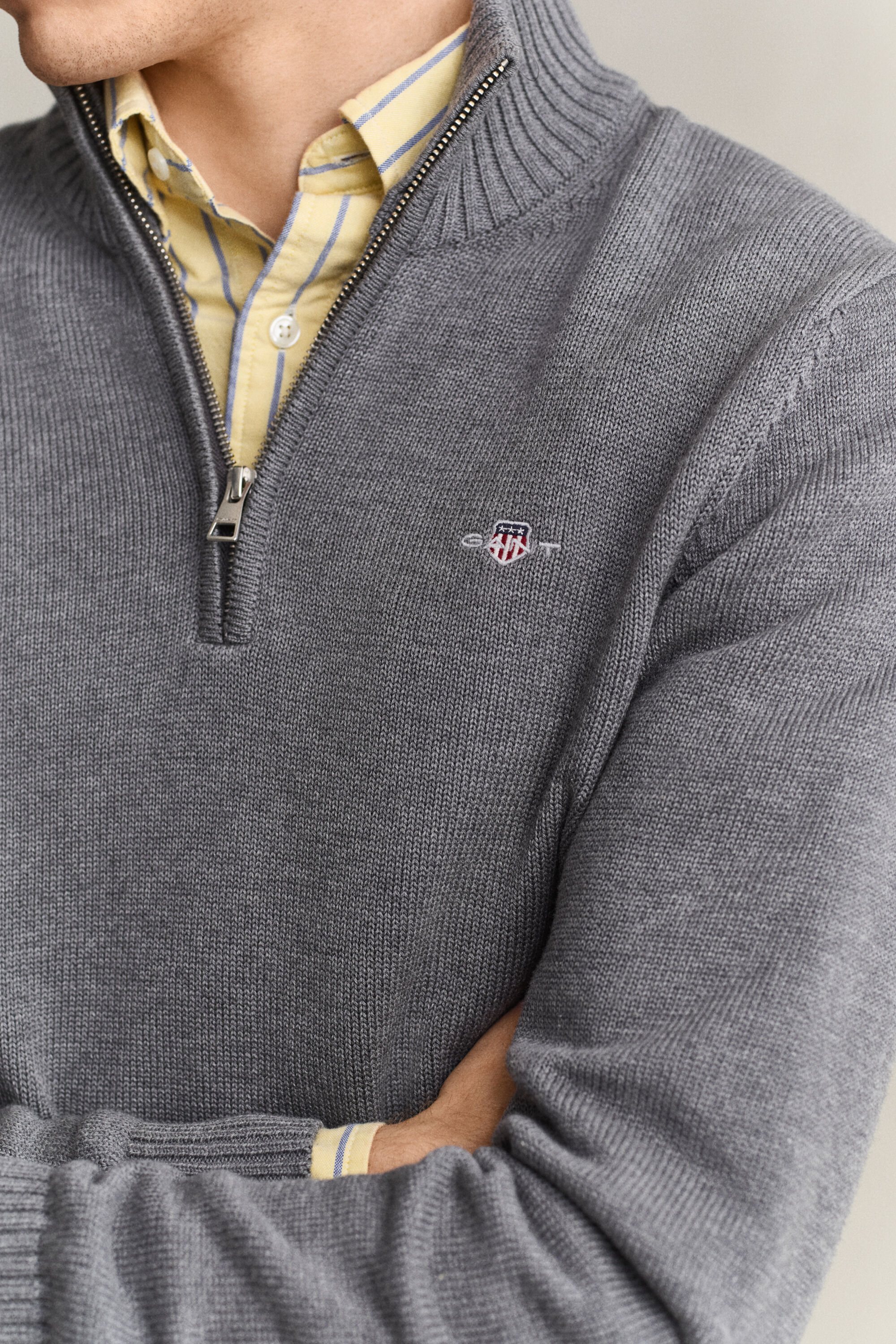 Jersey de algodón con media cremallera Casual