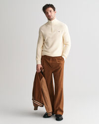 Jersey de algodón con media cremallera y microtextura