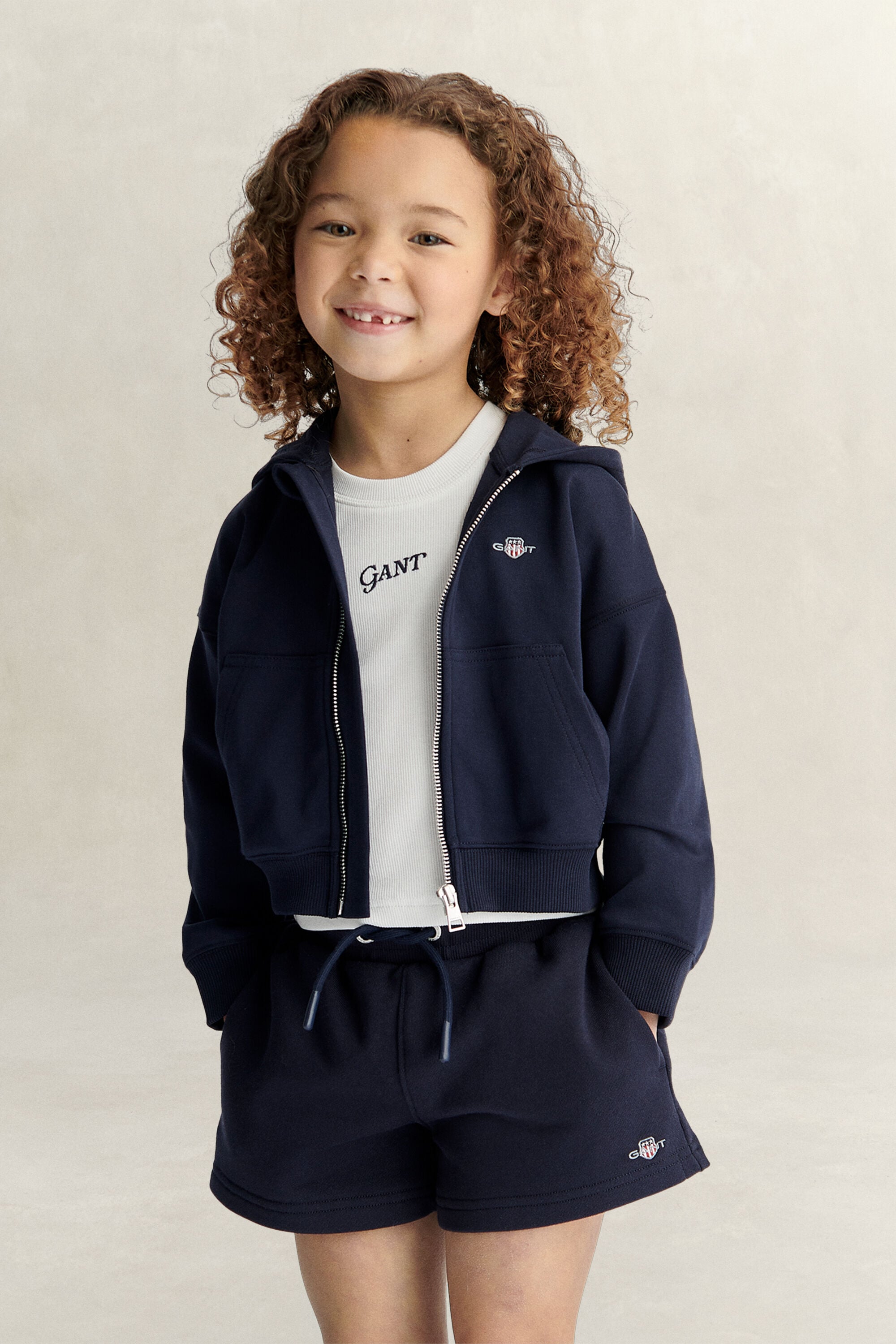 Sudadera corta con capucha y cremallera Shield Girls