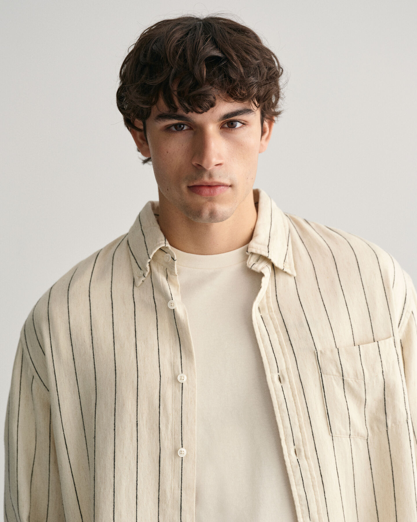 Camisa Slub Striped Relaxed Fit