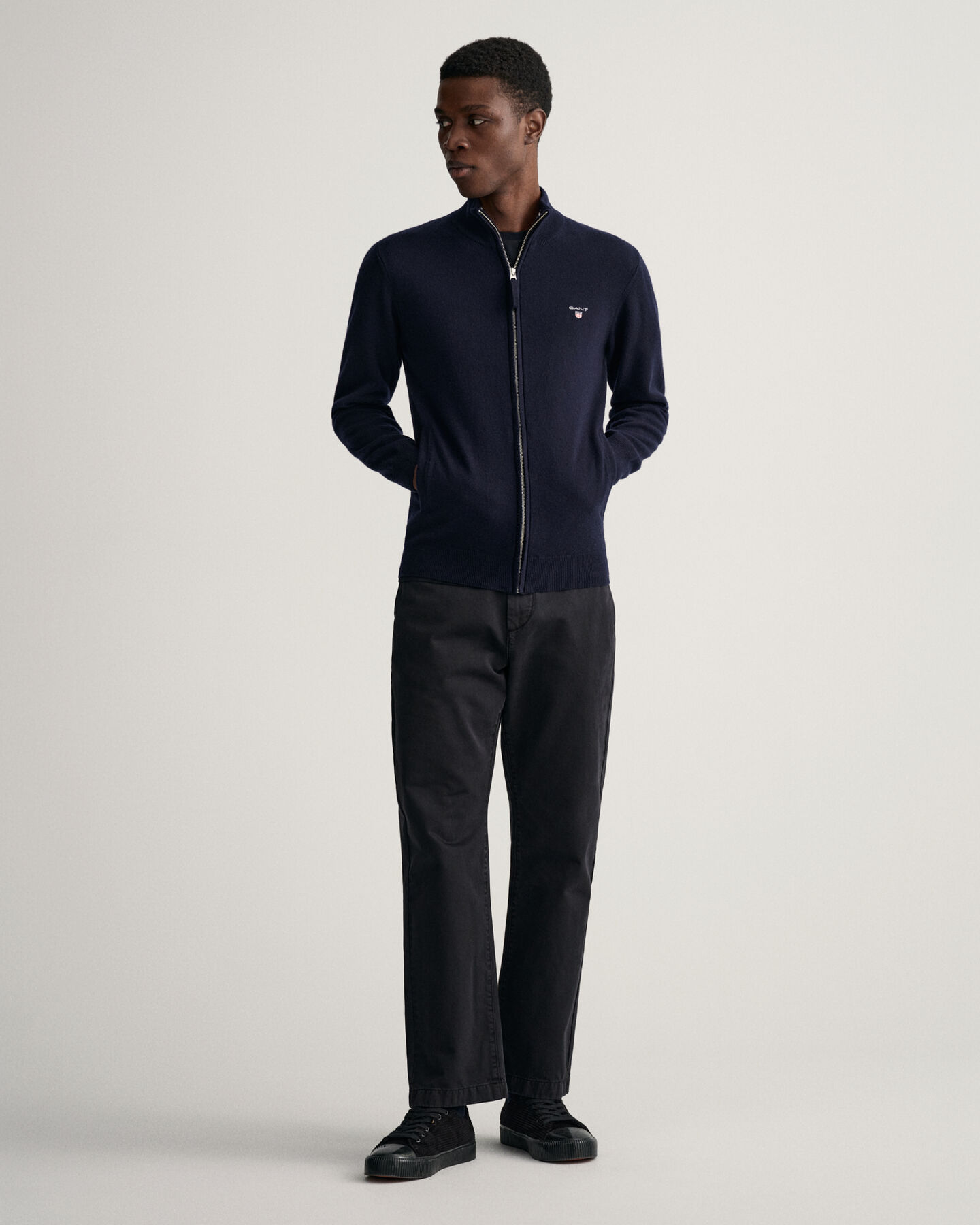 Cárdigan de lana de oveja muy fina con cremallera