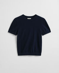 Jersey de punto ligero de manga corta y cuello redondo