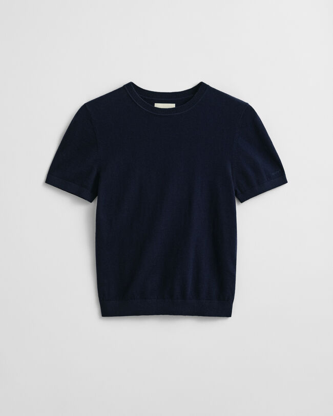 Jersey de punto ligero de manga corta y cuello redondo