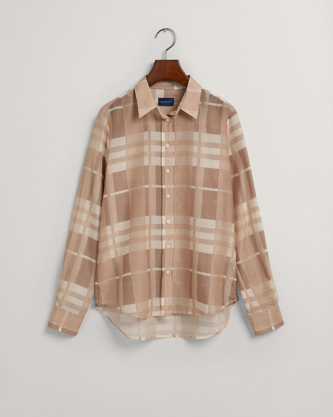 Camisa Regular Fit de seda a cuadros