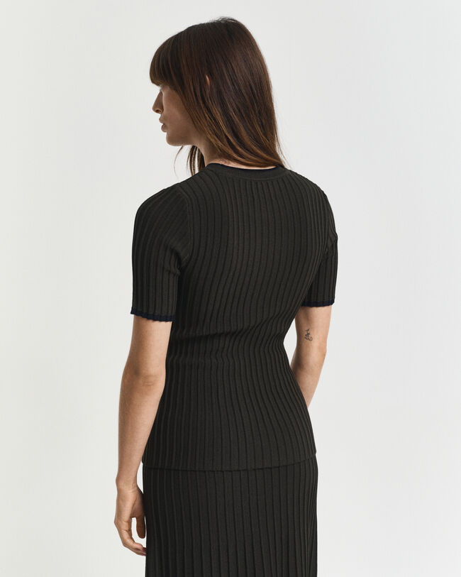 Jersey de manga corta de canalé en contraste