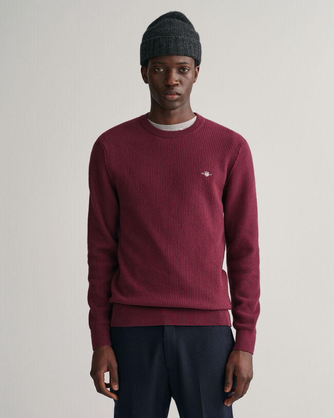 Jersey de cuello redondo y microalgod&oacute;n con textura