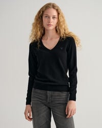 Jersey de cuello de pico en lana de oveja extrafina