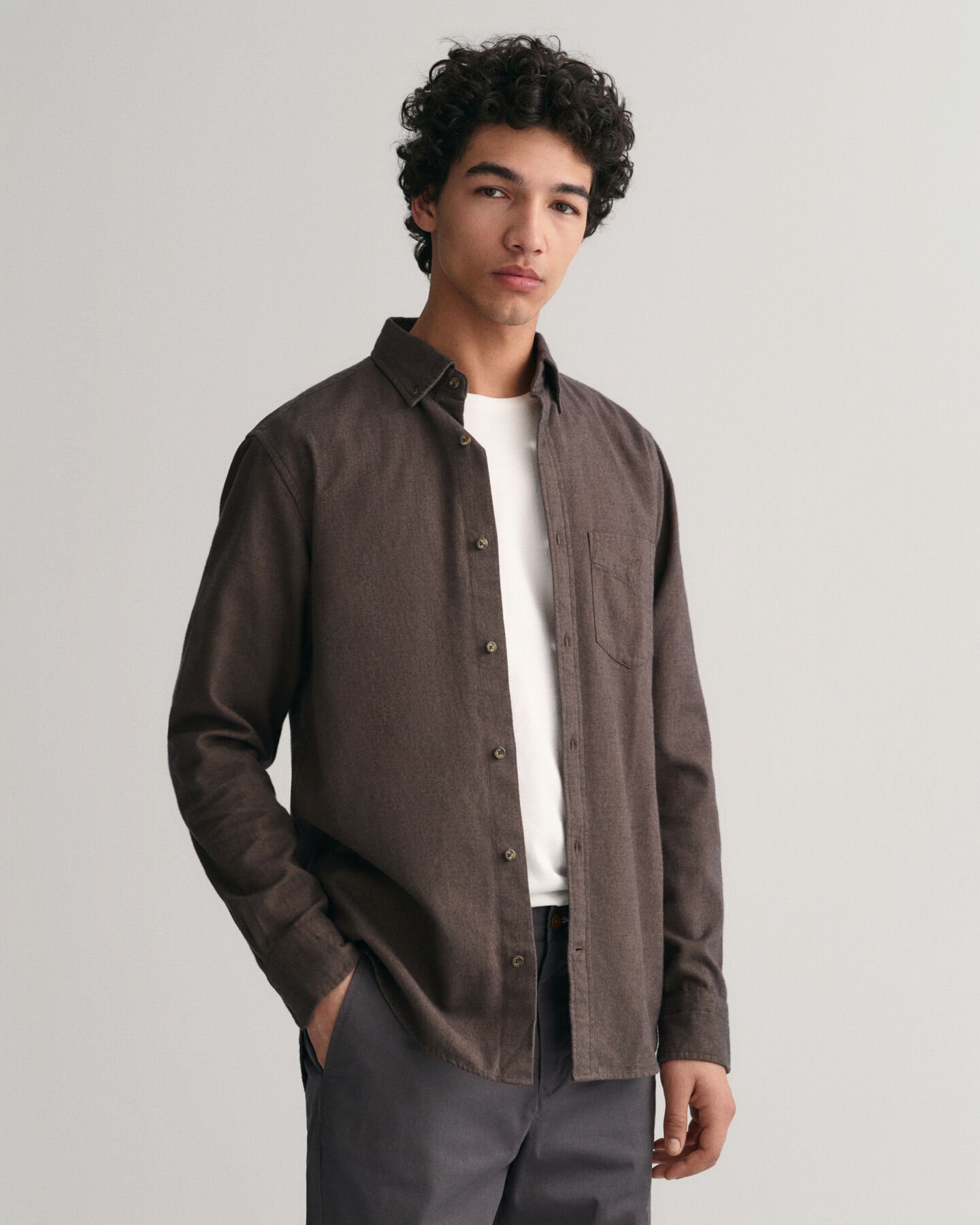 Camisa de franela Regular Fit con diseño de espiga