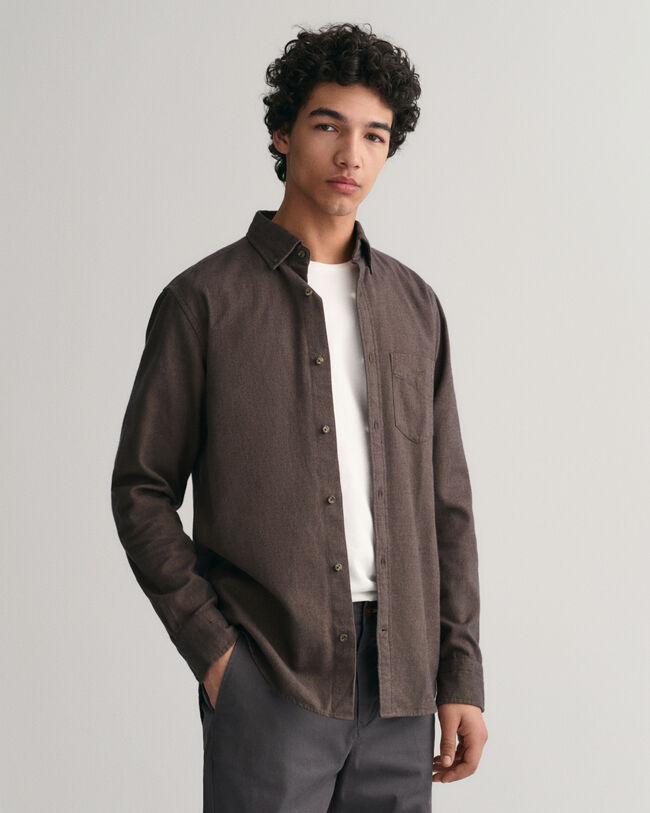 Camisa de franela Regular Fit con diseño de espiga