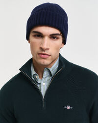 Jersey acanalado de lana y algodón con media cremallera