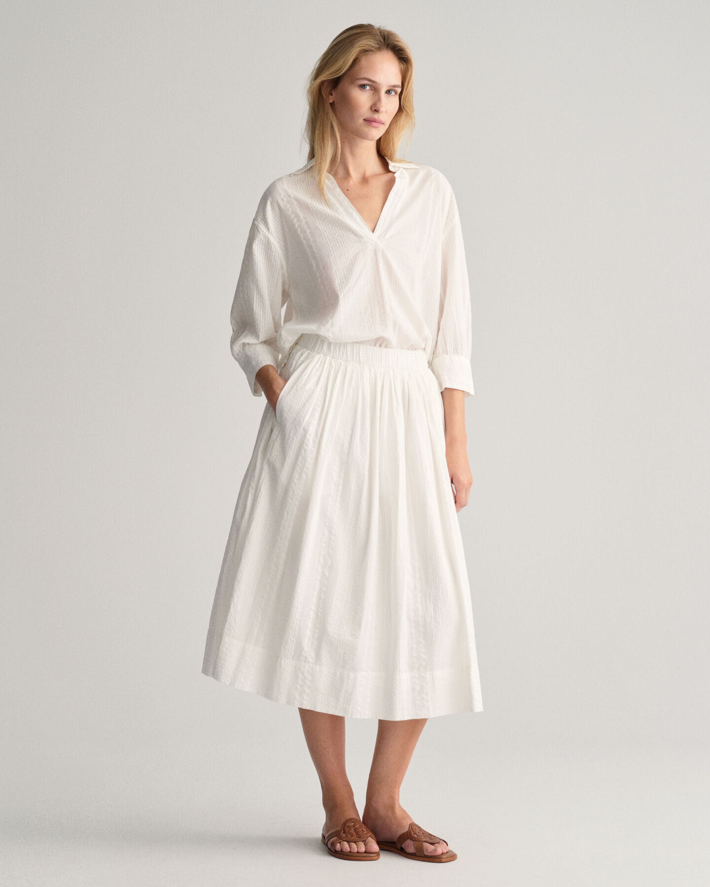 Falda Pull-On de rayas Seersucker