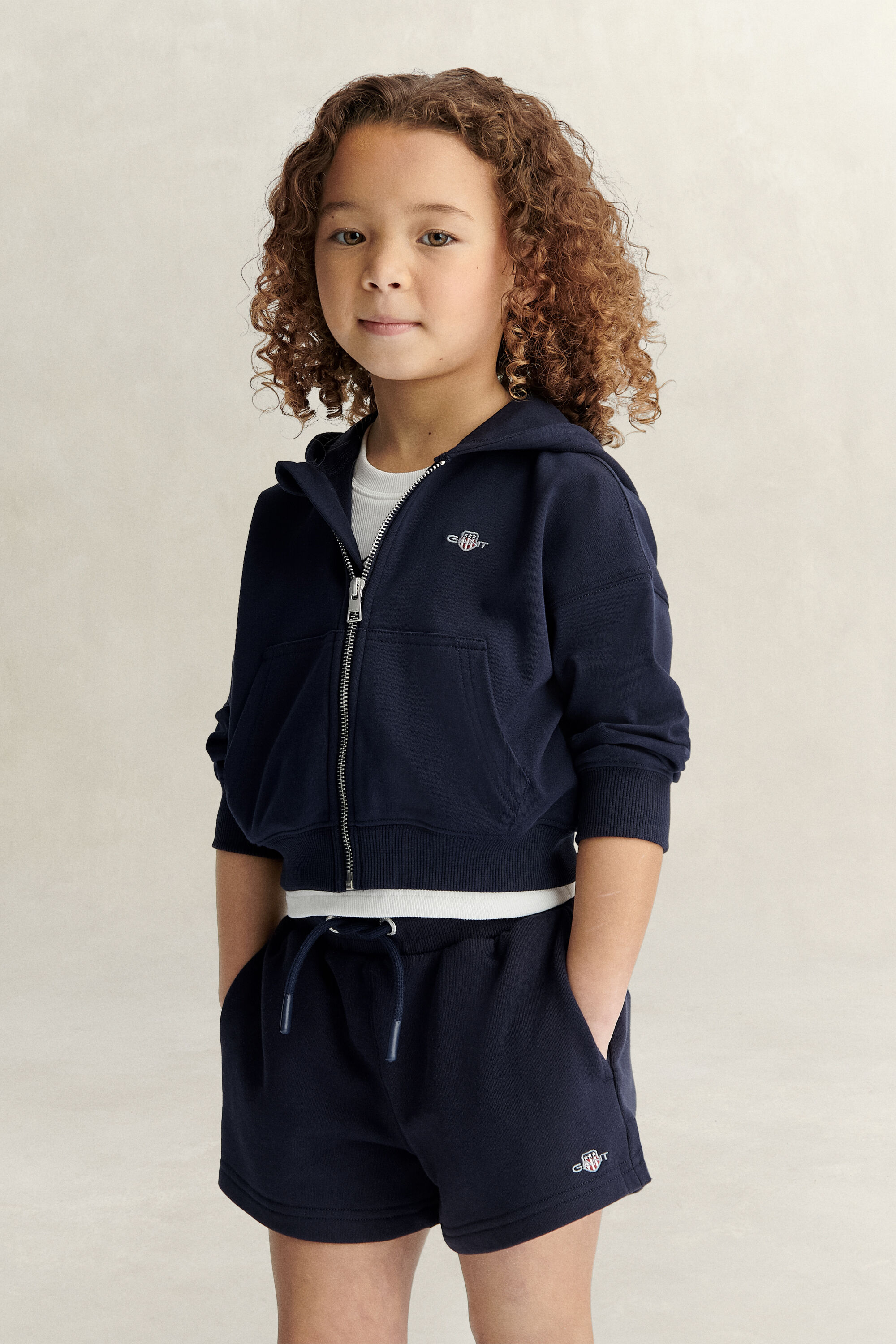 Sudadera corta con capucha y cremallera Shield Girls
