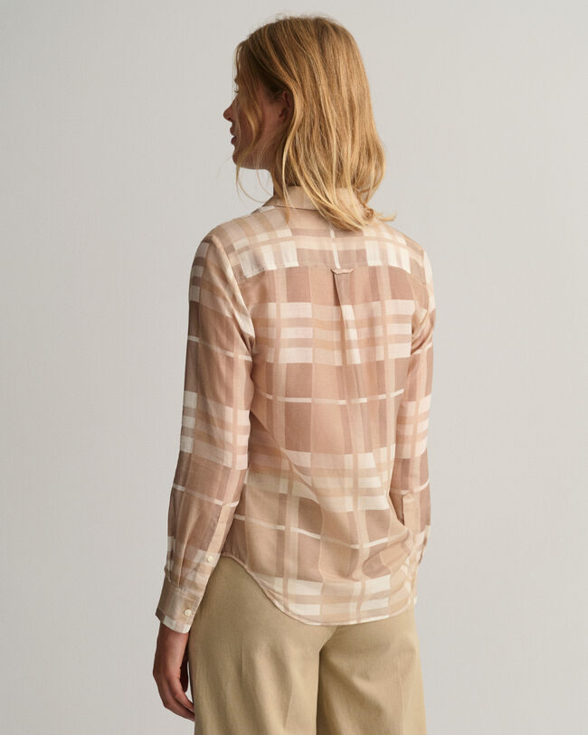 Camisa Regular Fit de seda a cuadros