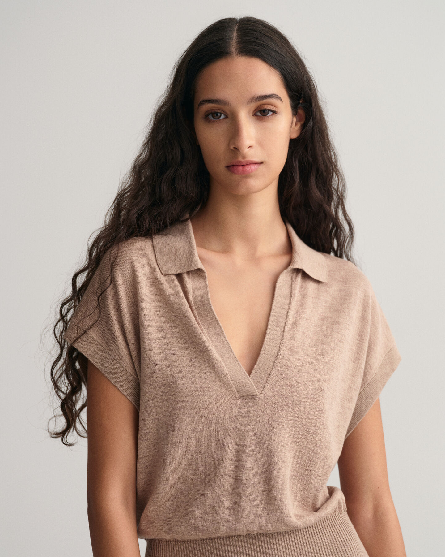 Vestido de mezcla de lino con cuello