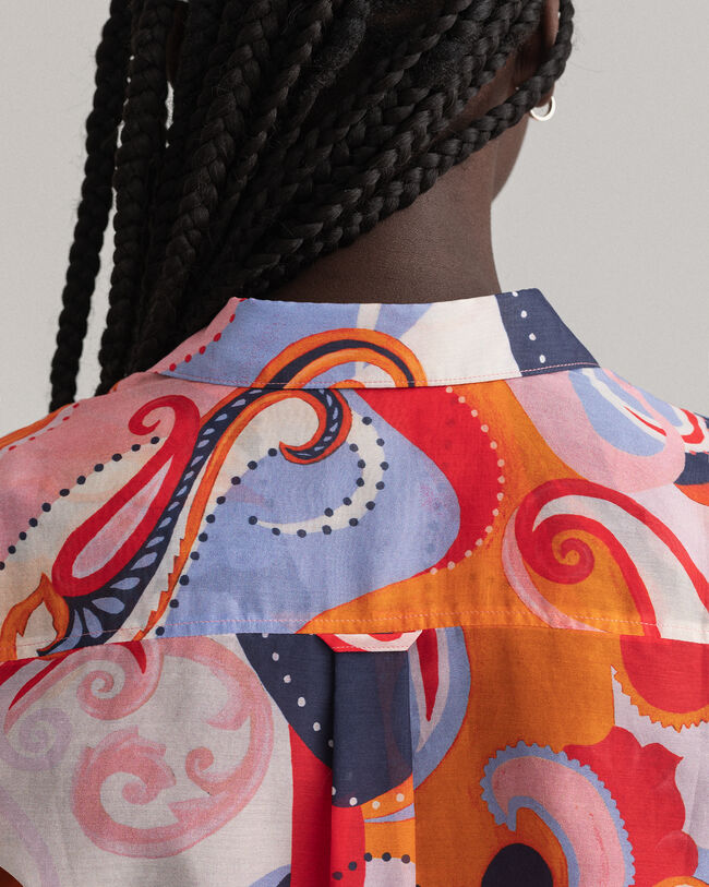 Camisa Regular Fit de seda y algod&oacute;n con estampado de cachemir