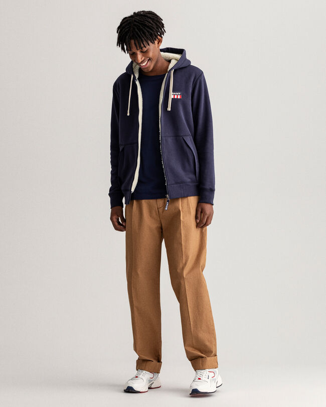 Sudadera de tejido polar sherpa con capucha y cremallera