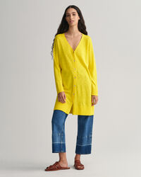 C&aacute;rdigan largo en mezcla de lino con cuello de pico