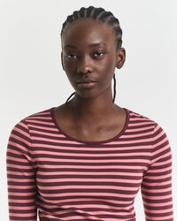 Camiseta de manga larga con canalé a rayas