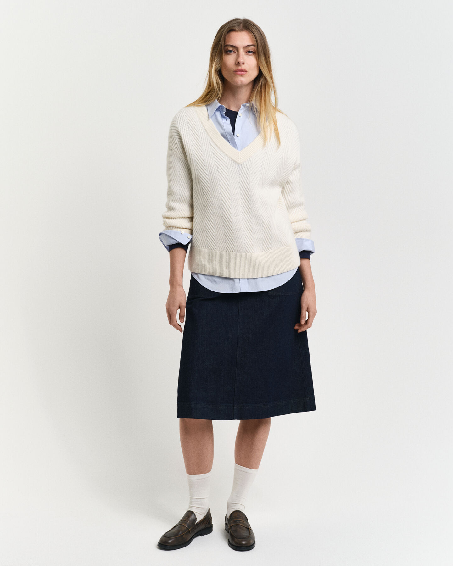 Jersey de cuello de pico con dise&ntilde;o de espiga