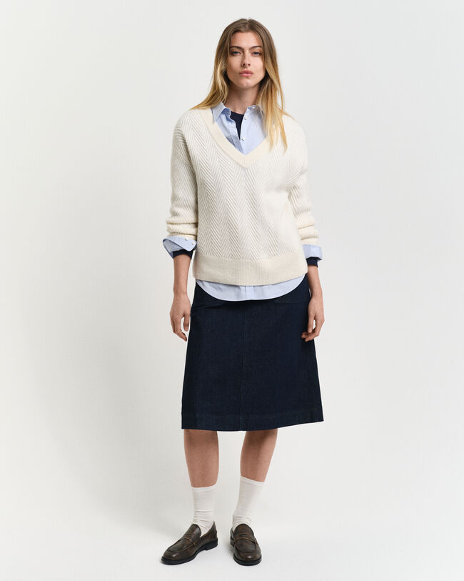 Jersey de cuello de pico con dise&ntilde;o de espiga