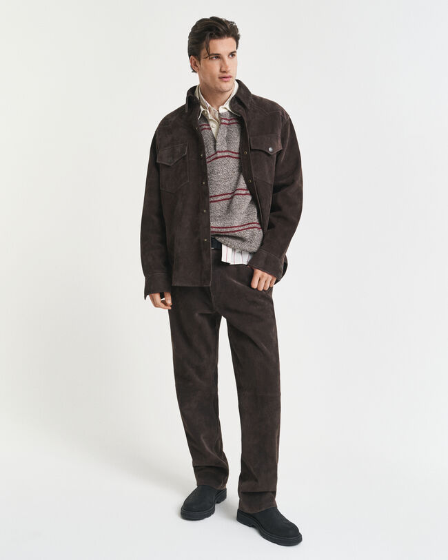 Jersey tipo polo en mezcla de lana a rayas