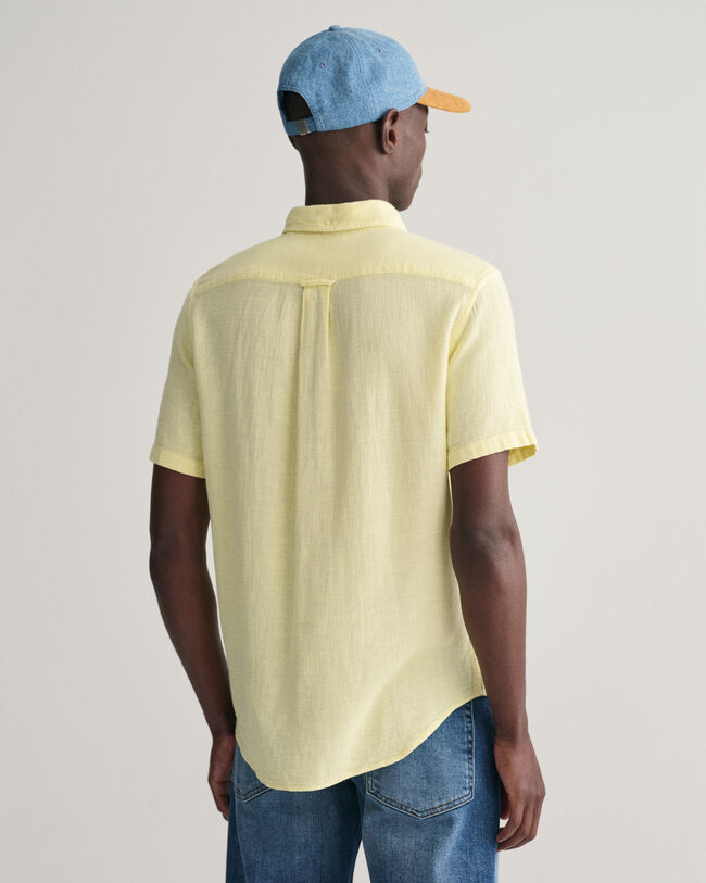 Camisa Regular Fit de manga corta de algod&oacute;n y lino con textura