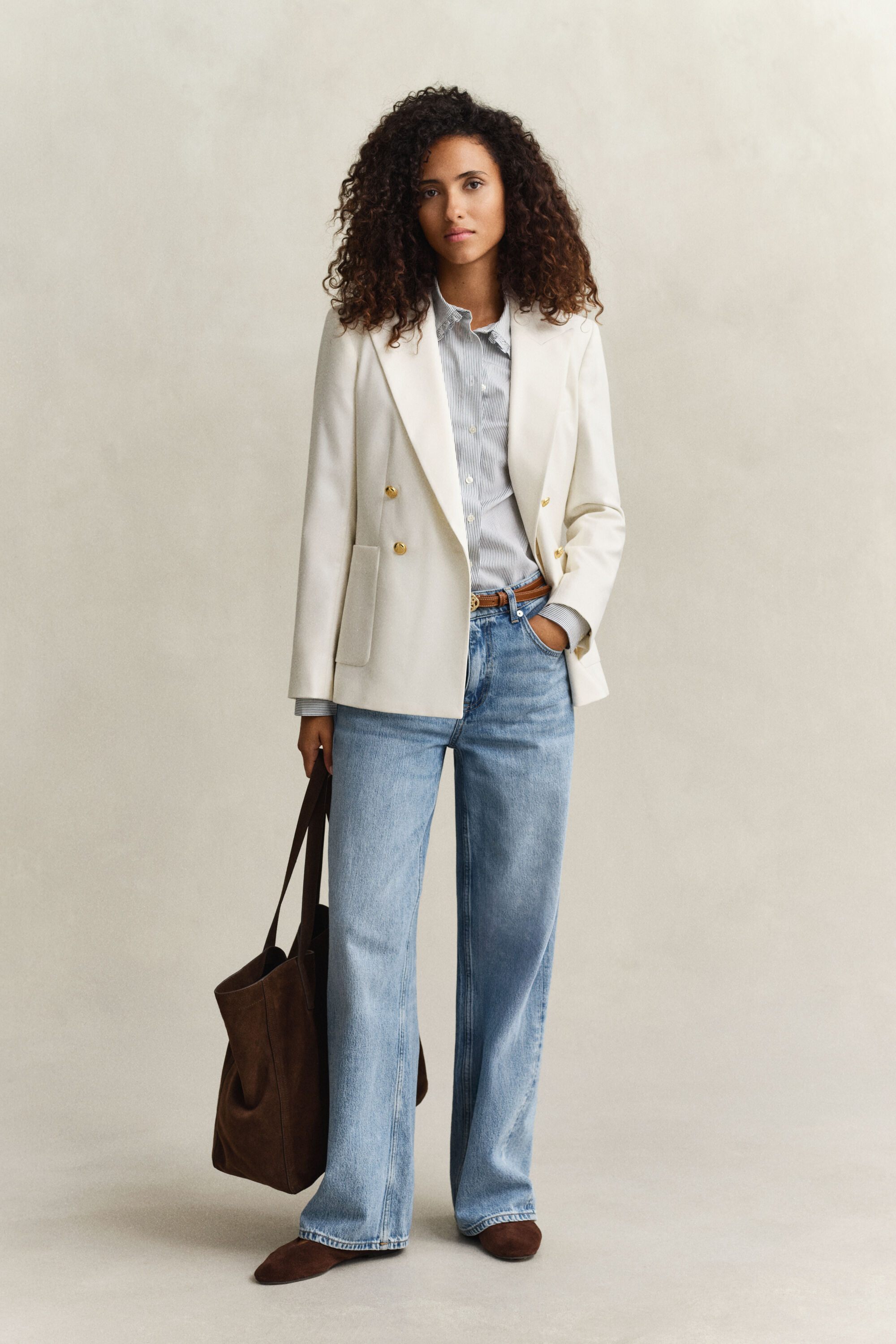 Camisa de algodón a rayas con volantes