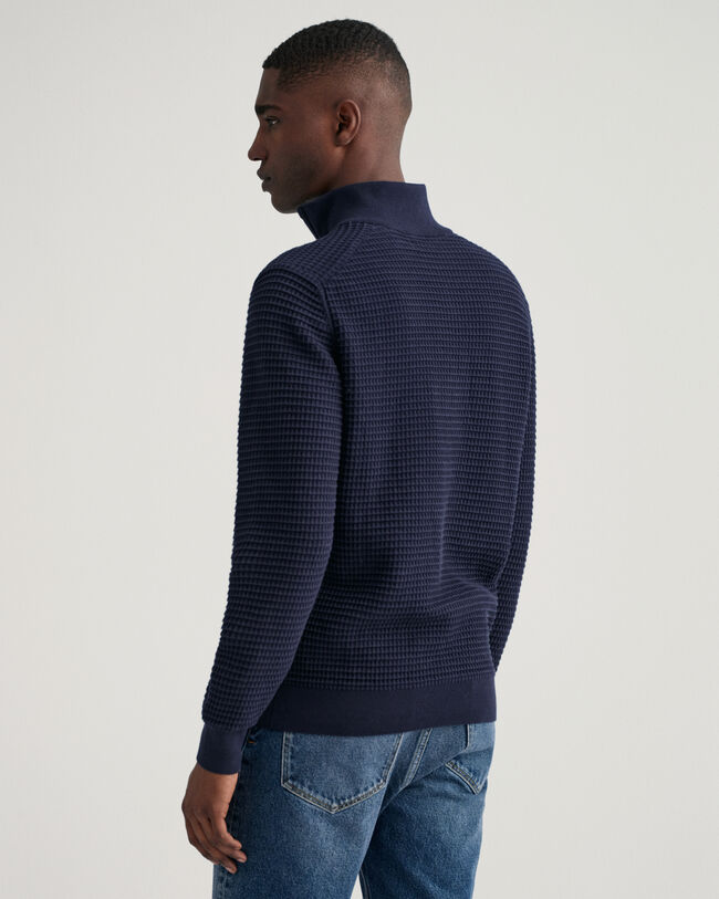 Jersey de algodón Texture con media cremallera