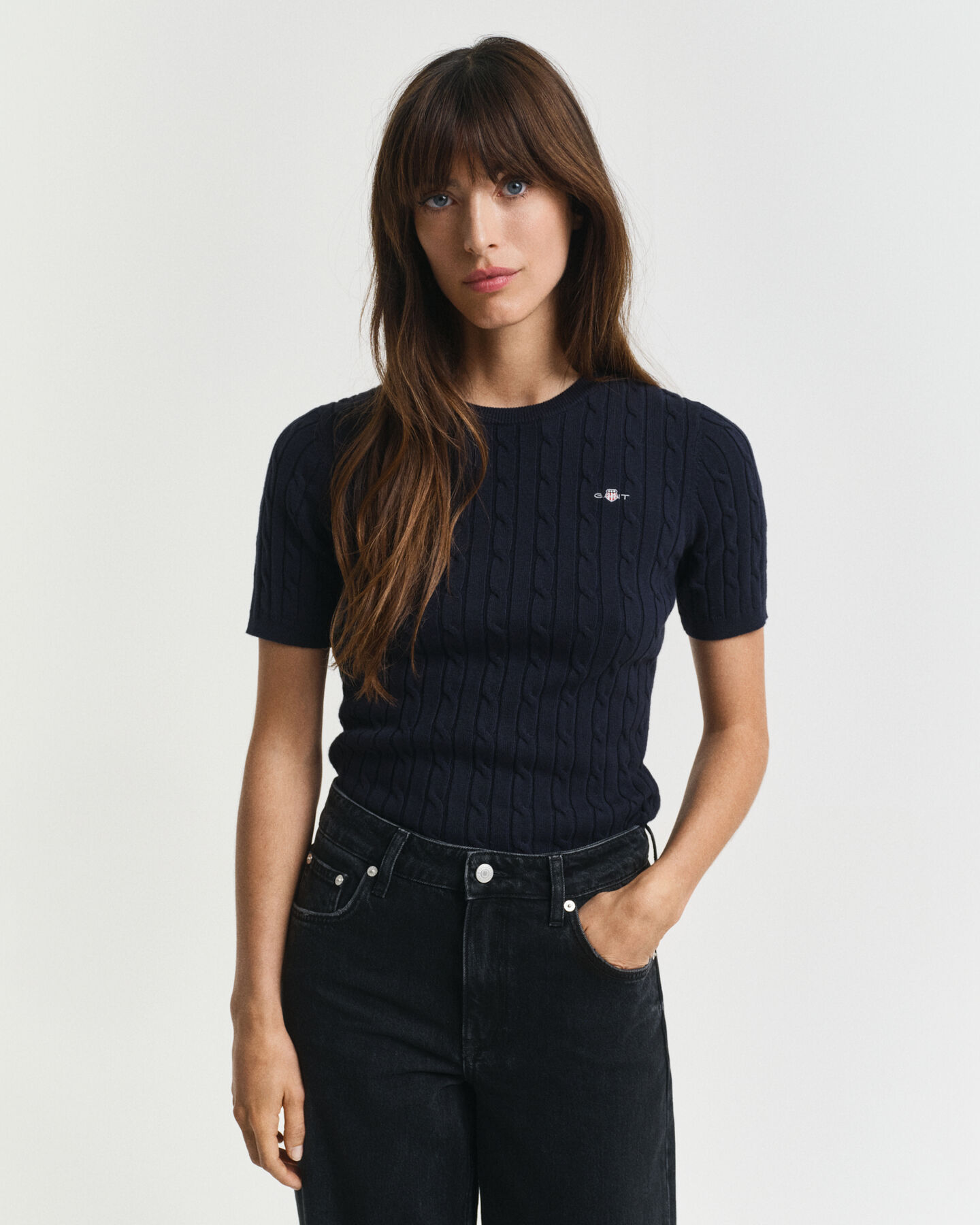 Jersey de punto de ochos en algodón elástico