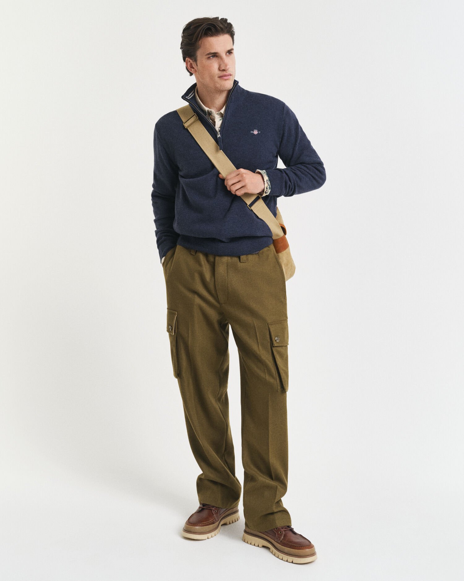 Jersey de lana de oveja muy fina con media cremallera