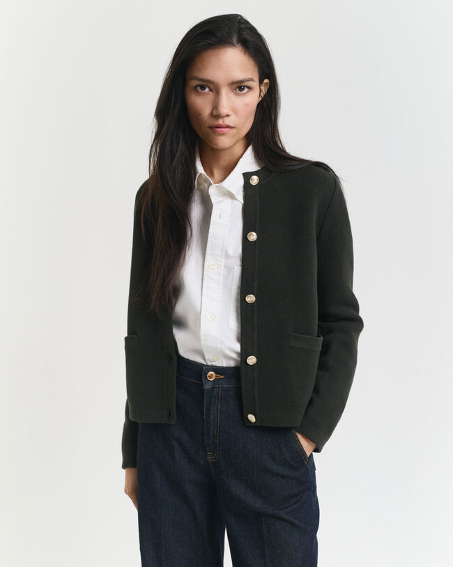 Cárdigan de punto en contraste