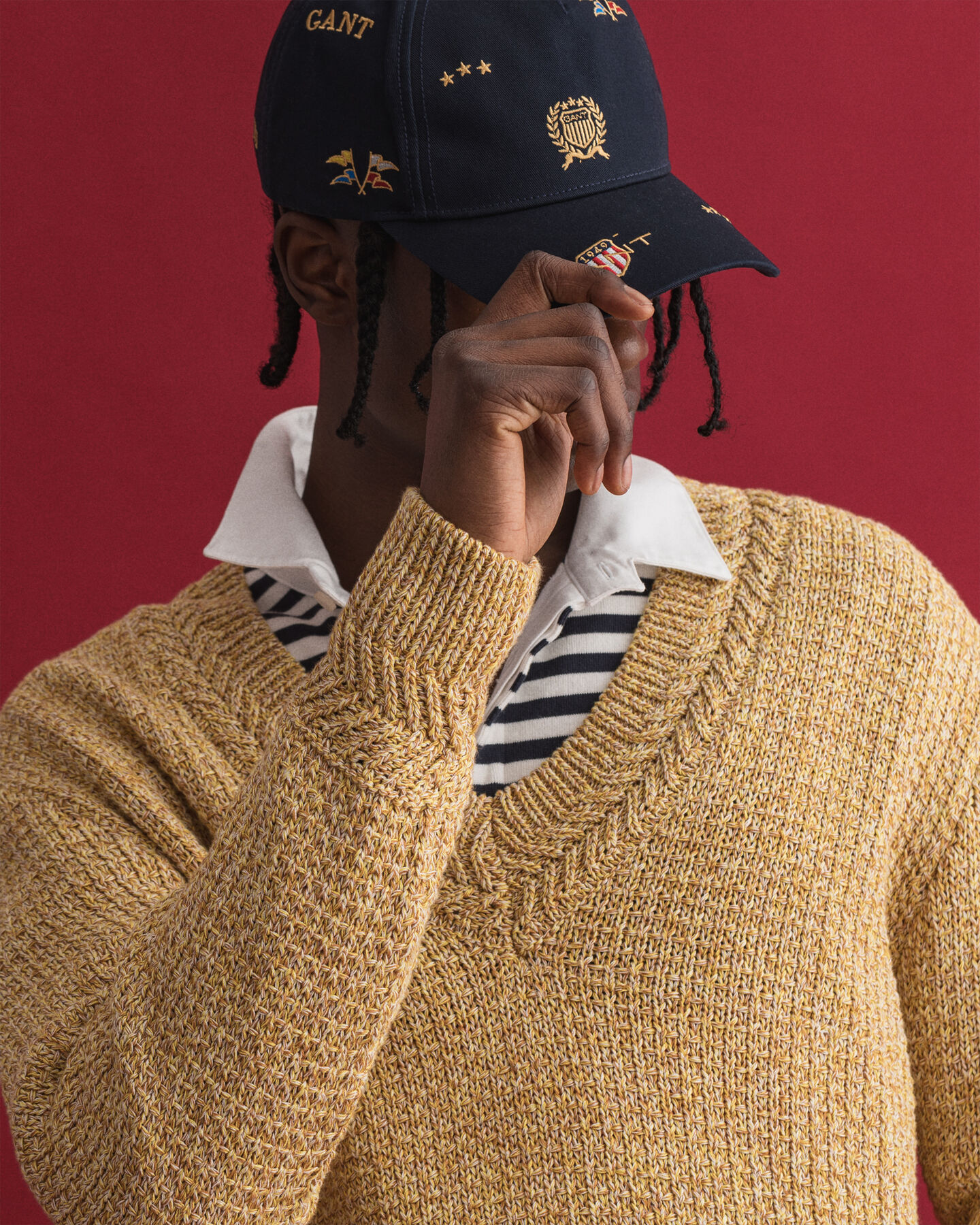 Jersey de cuello de pico e hilo retorcido de color