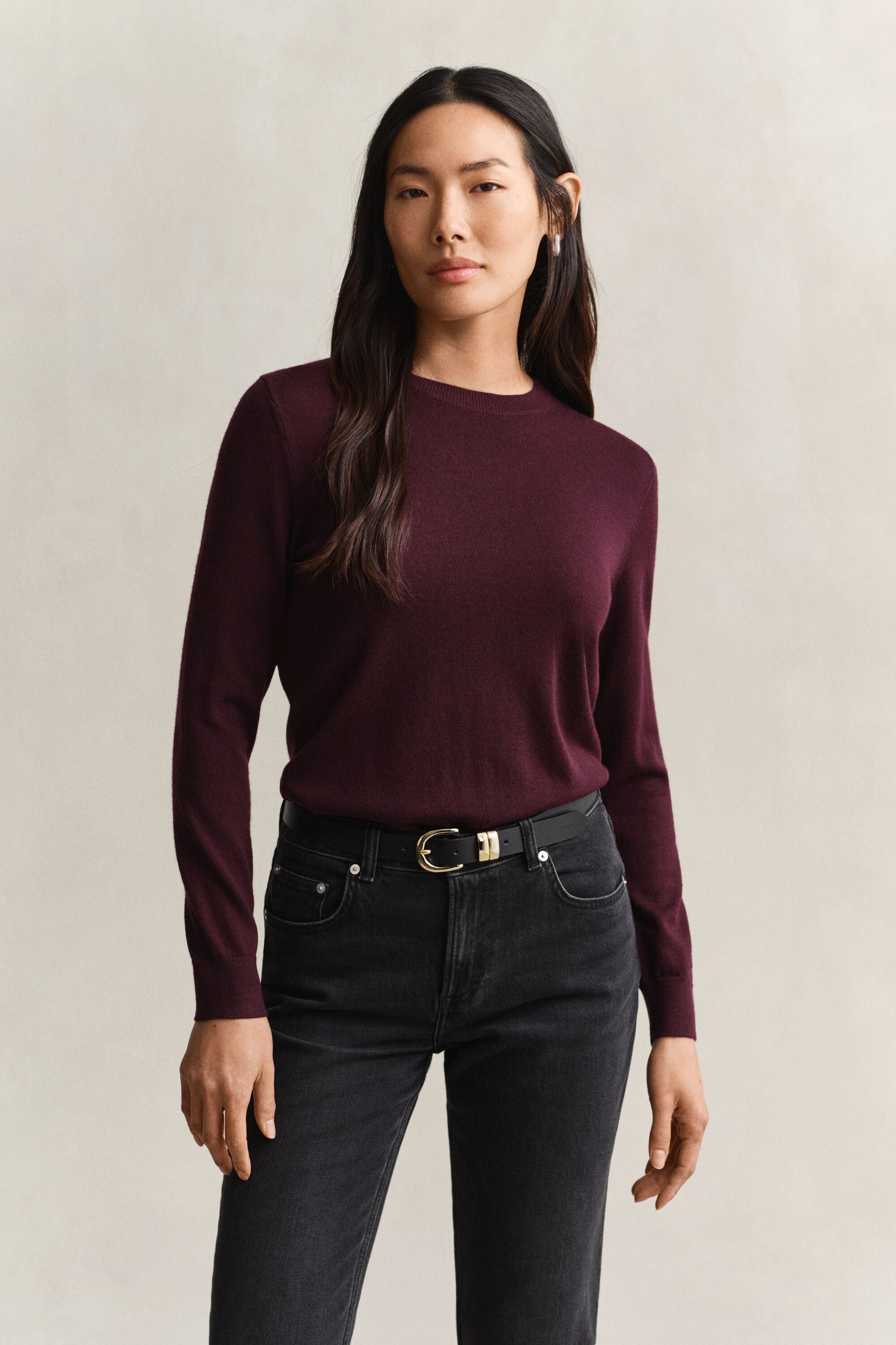 Jersey de lana merino extrafina con cuello redondo