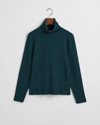 Camiseta acanalada de rayas con cuello de cisne y manga larga