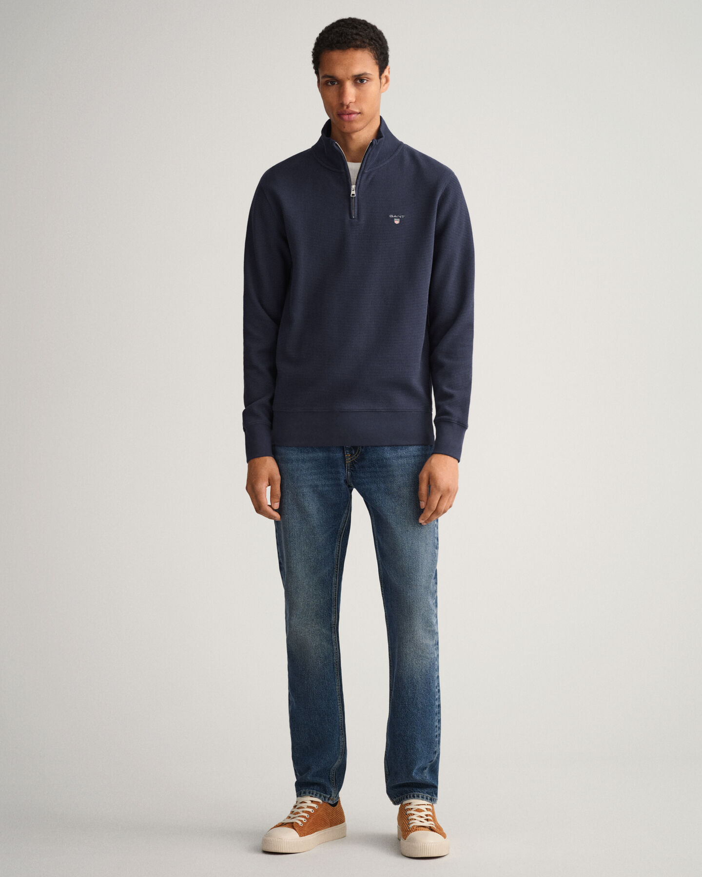 Sudadera con media cremallera Waffle